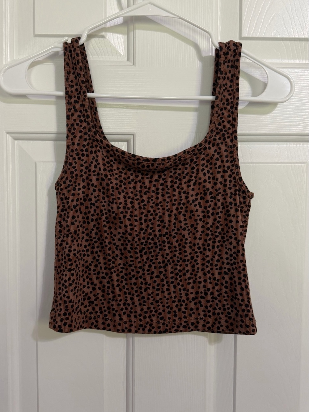 Sleeveless Brown Leopard-Print Crop Tank Top